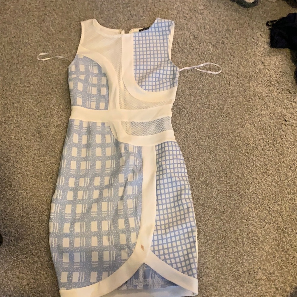 Light blue and white dress